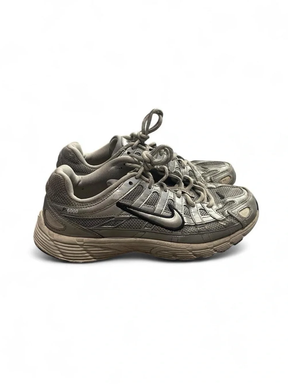 Nike P-6000 Bowerman Series Metallic Silver Chrome Sneakers Size 7Y